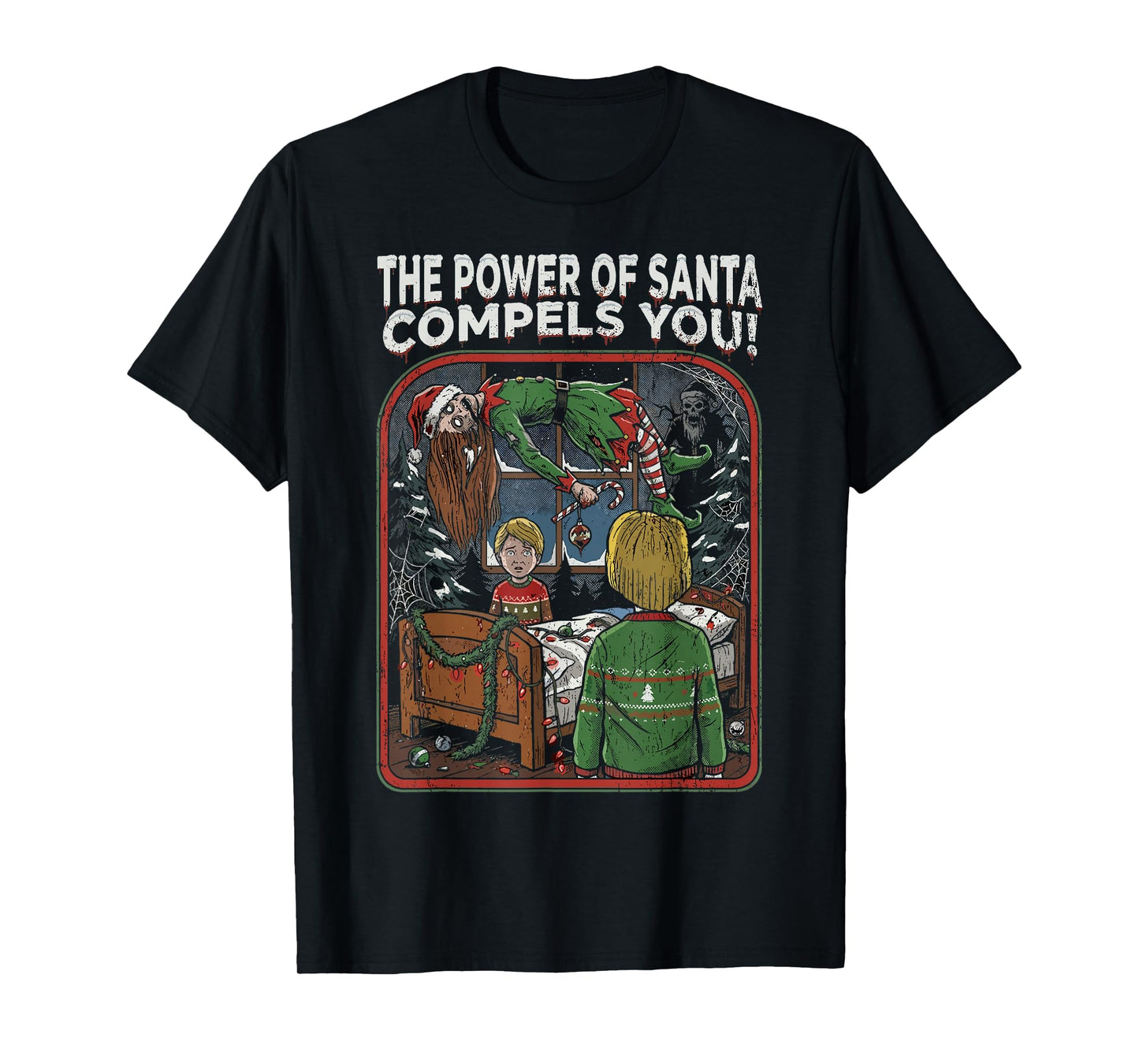 Horror Movie Christmas Festive Slasher Candy Cane Menace T-Shirt