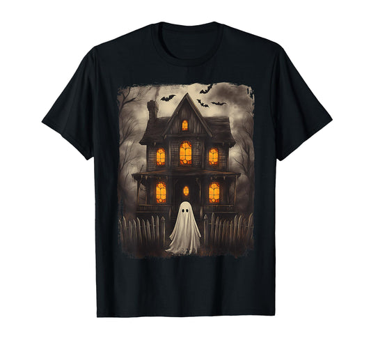 Vintage Ghost Haunted House Scary Halloween Costume Spooky T-Shirt