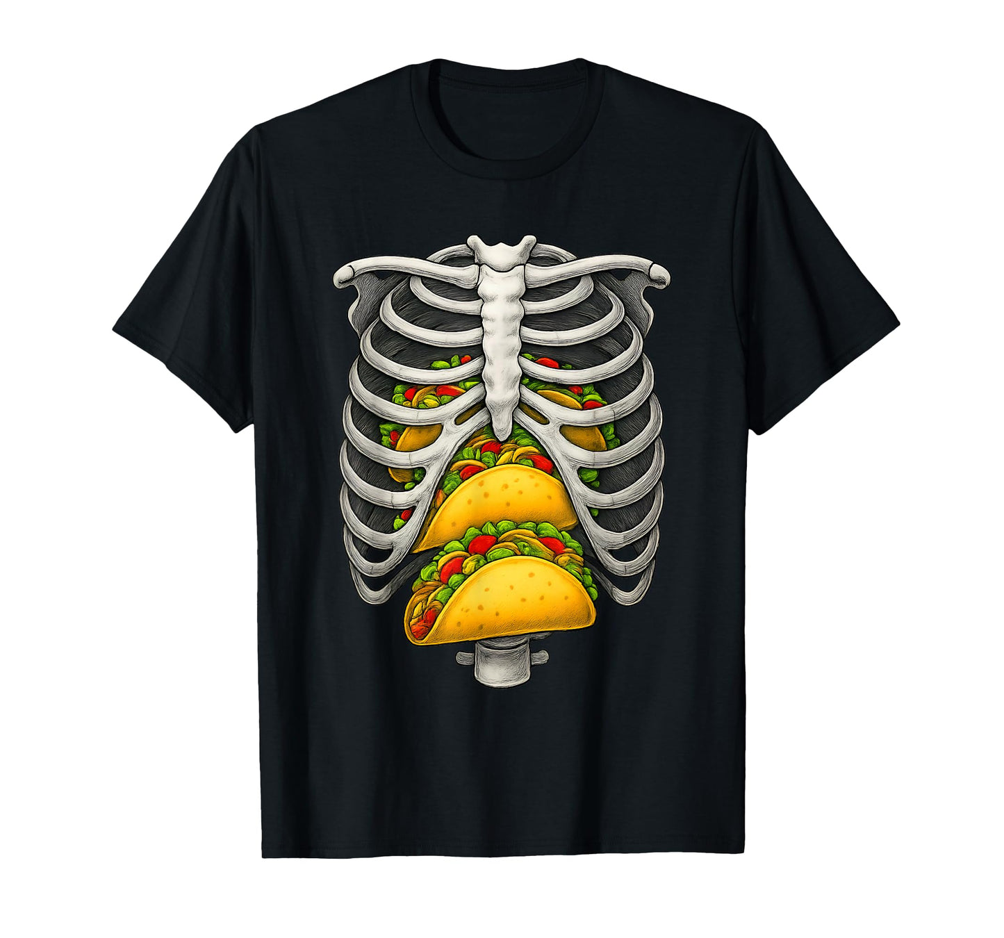 Skeleton Rib Cage Taco Lovers Skull Halloween Costume Funny T-Shirt