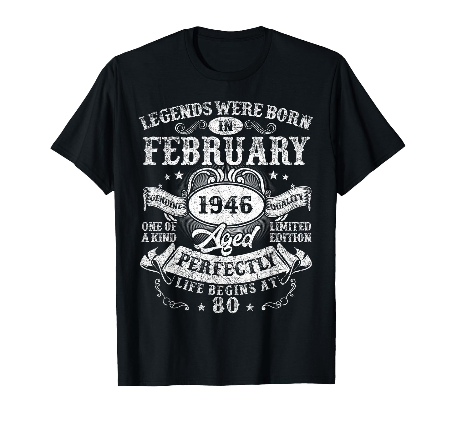 80 Years Old Legend February 1946 Vintage 80th Birthday Men T-Shirt