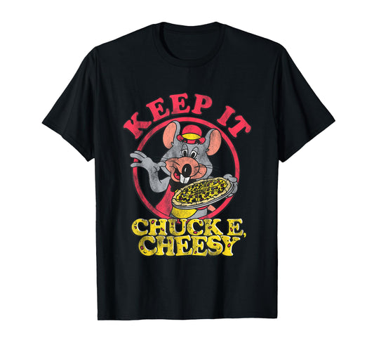 Chuck E. Cheese Keep It Cheesy Distressed Big Chest Logo T-Shirt