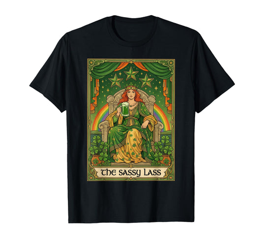 The Sassy Lass Tarot Card Style Girl Women St Patrick’s Day T-Shirt