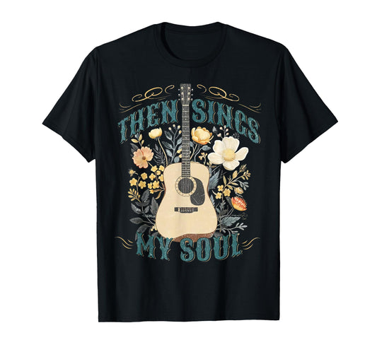Vintage Floral Guitar Then Sings My Soul Christian Jesus T-Shirt