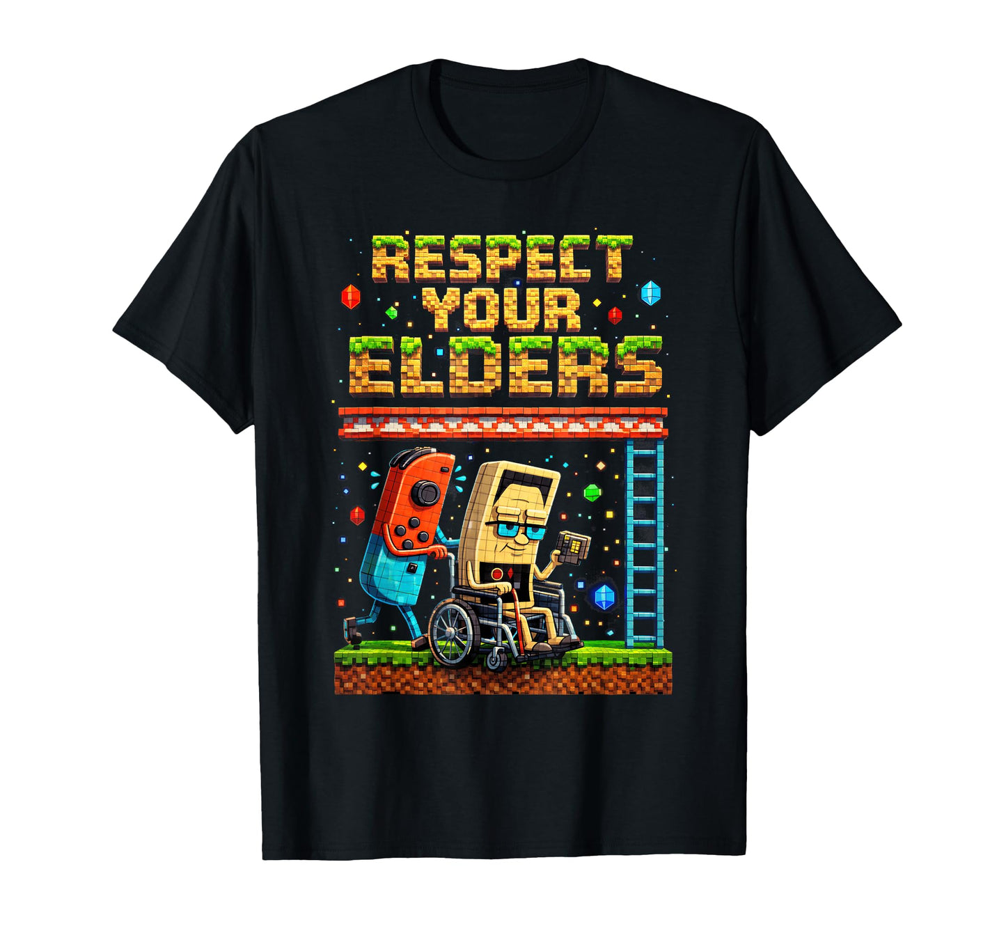 Respect Your Elders Retro Gaming Pixel Gamer Controller T-Shirt