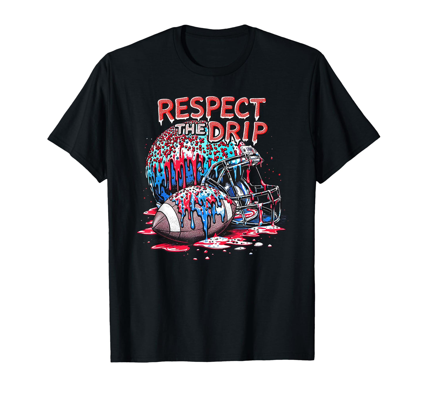 Respect The Drip Football Ice Cream Drip with Sprinkles T-Shirt