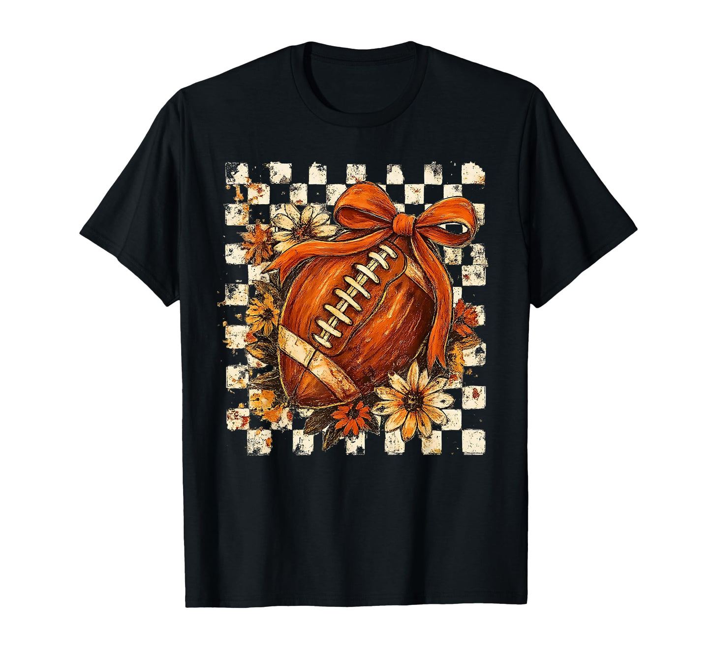 Coquette Bow American Football Game Day Thanksgiving Retro T-Shirt