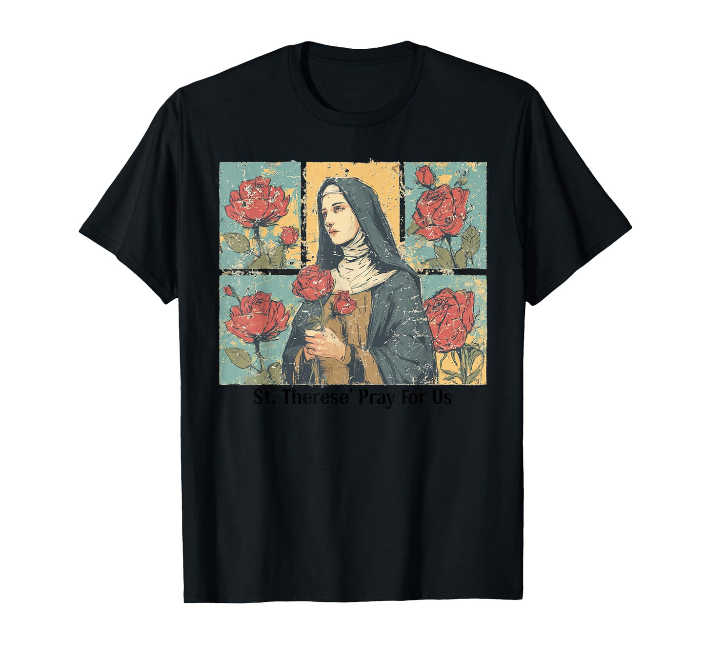 Vintage Saint Therese Roses Catholic Religious Devotional T-Shirt