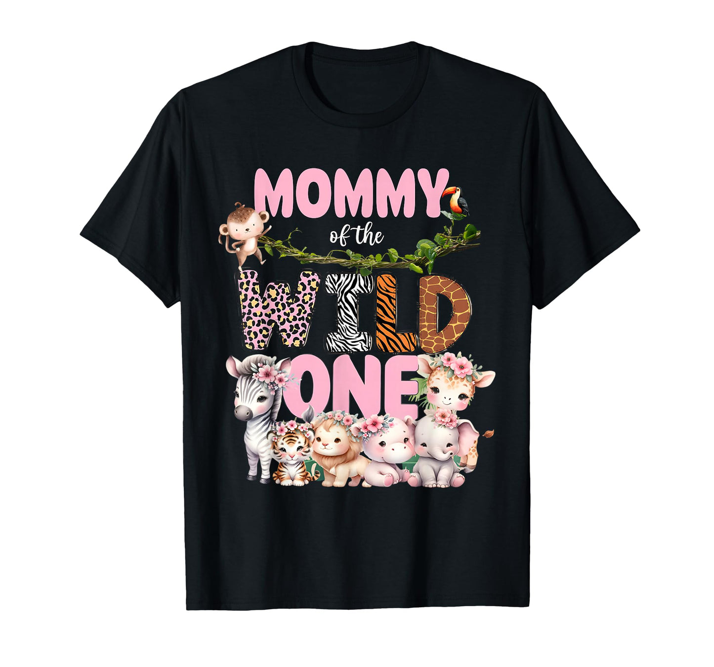 Mommy of The Wild One 1st Birthday Girl Kid Safari Jungle T-Shirt
