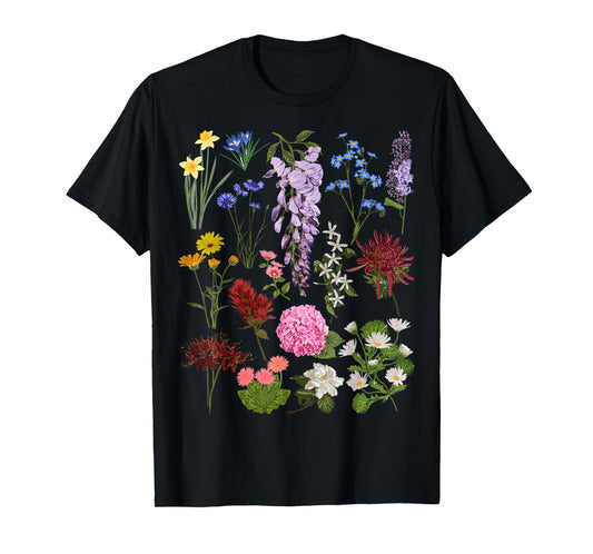 Vintage Flower Botanical Illustration Chart Plant T-Shirt