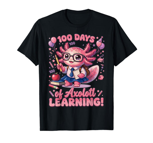 100 Days of Axolotl Learning Cute School T-Shirt