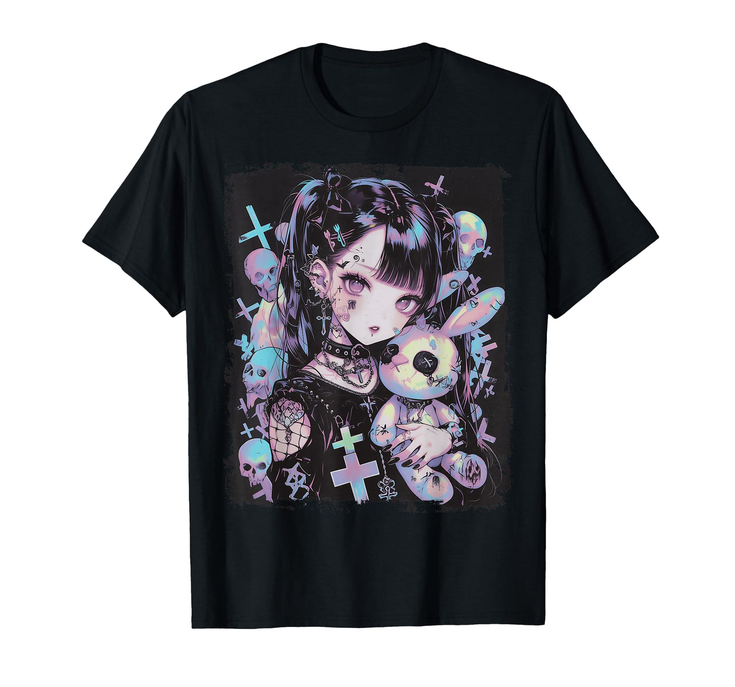 Anime Girl Goth Bunny Cute E-Girl Gothic Outfit Grunge T-Shirt