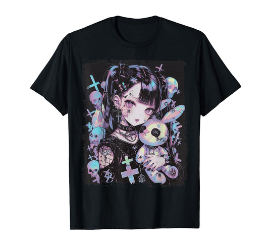 Anime Girl Goth Bunny Cute E-Girl Gothic Outfit Grunge T-Shirt
