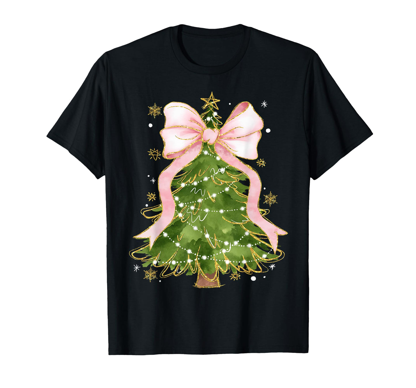 Coquette Bow Christmas Tree Xmas Holiday Girly Outfit Women T-Shirt