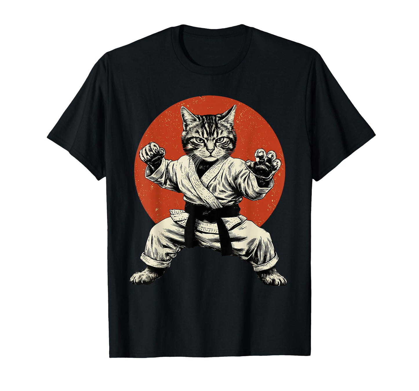 Martial Arts Cat Karate Judo Japanese Flag Funny Japan Anime T-Shirt