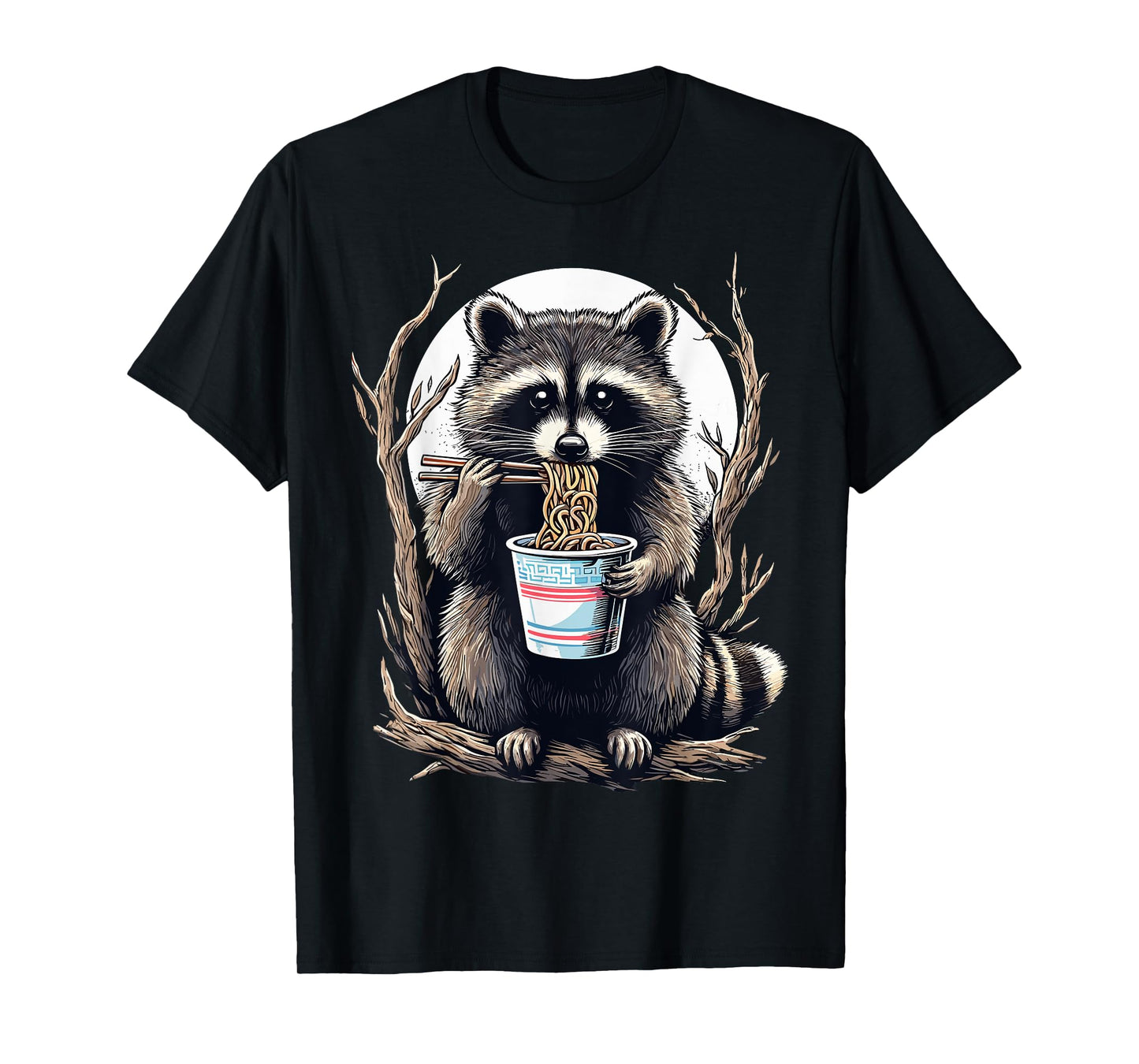 Raccoon Eating Instant Noodle Cup Funny Gifts For Women Men T-Shirt
