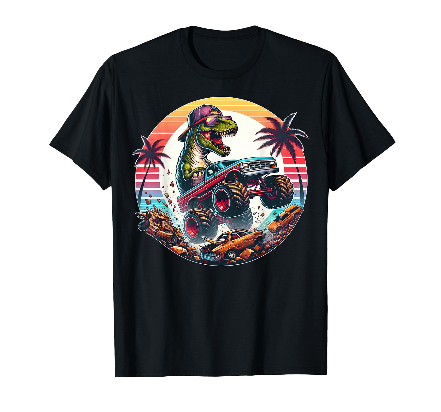 T-rex Dinosaur Monster Truck Vintage Kids Youth Toddlers Jam T-Shirt