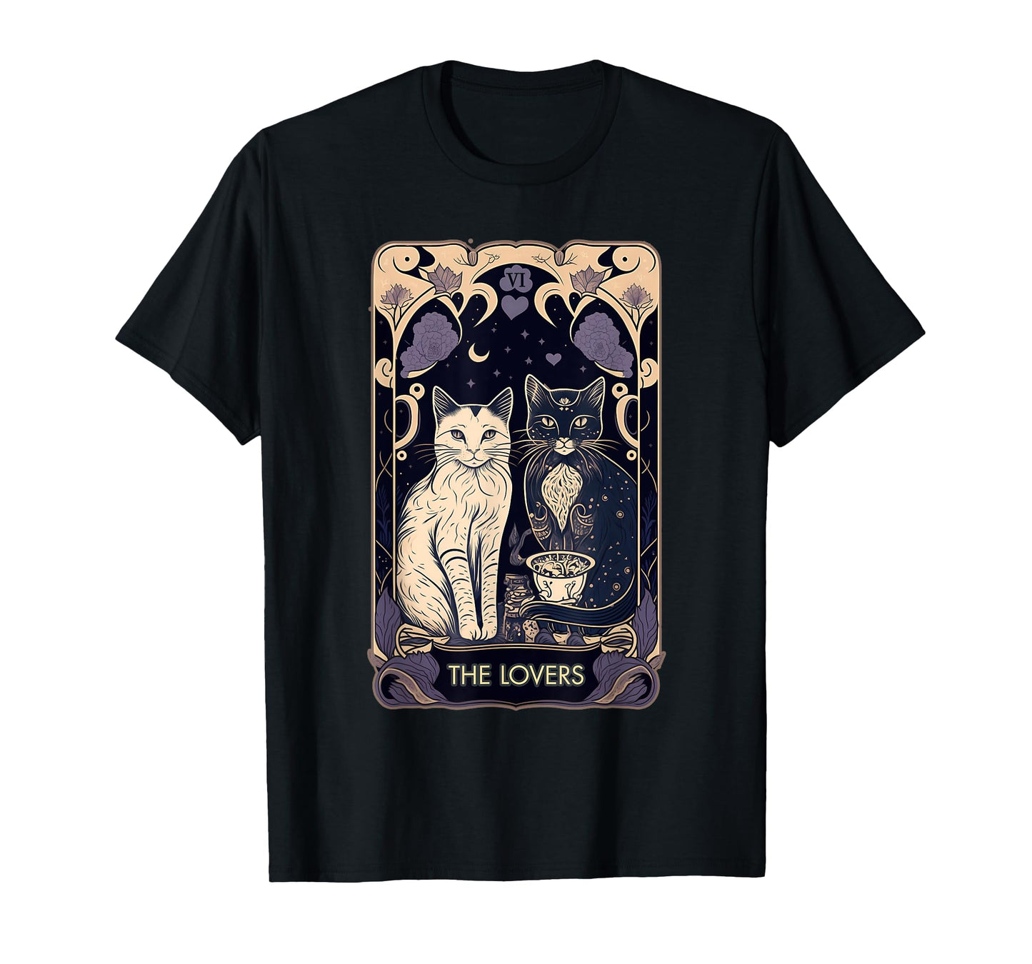 Cute Cat The Lovers Tarot Card Cat Tarot Card Graphic T-Shirt