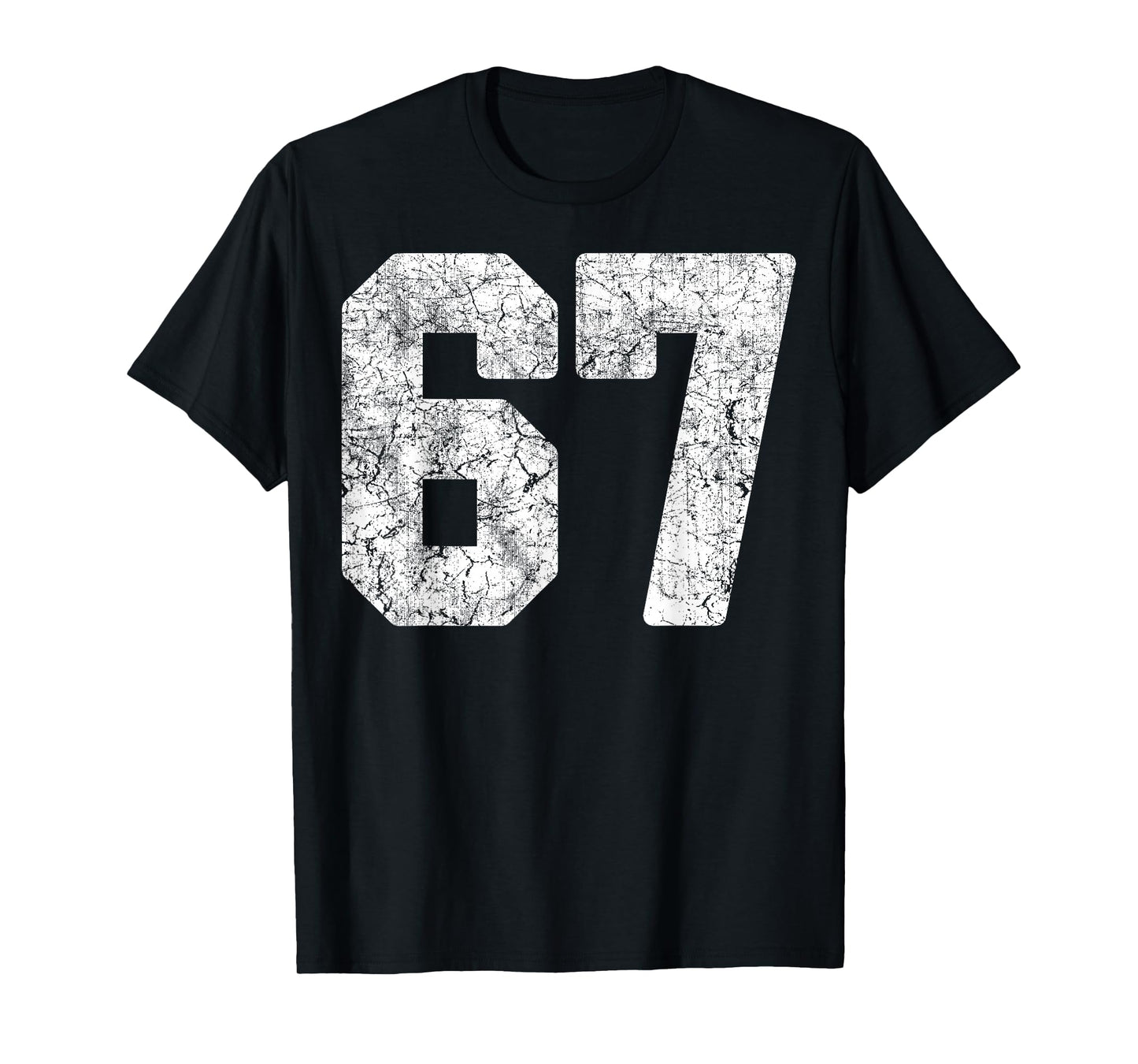Distressed White Number 67 Jersey Player Uniform #67 Grunge T-Shirt