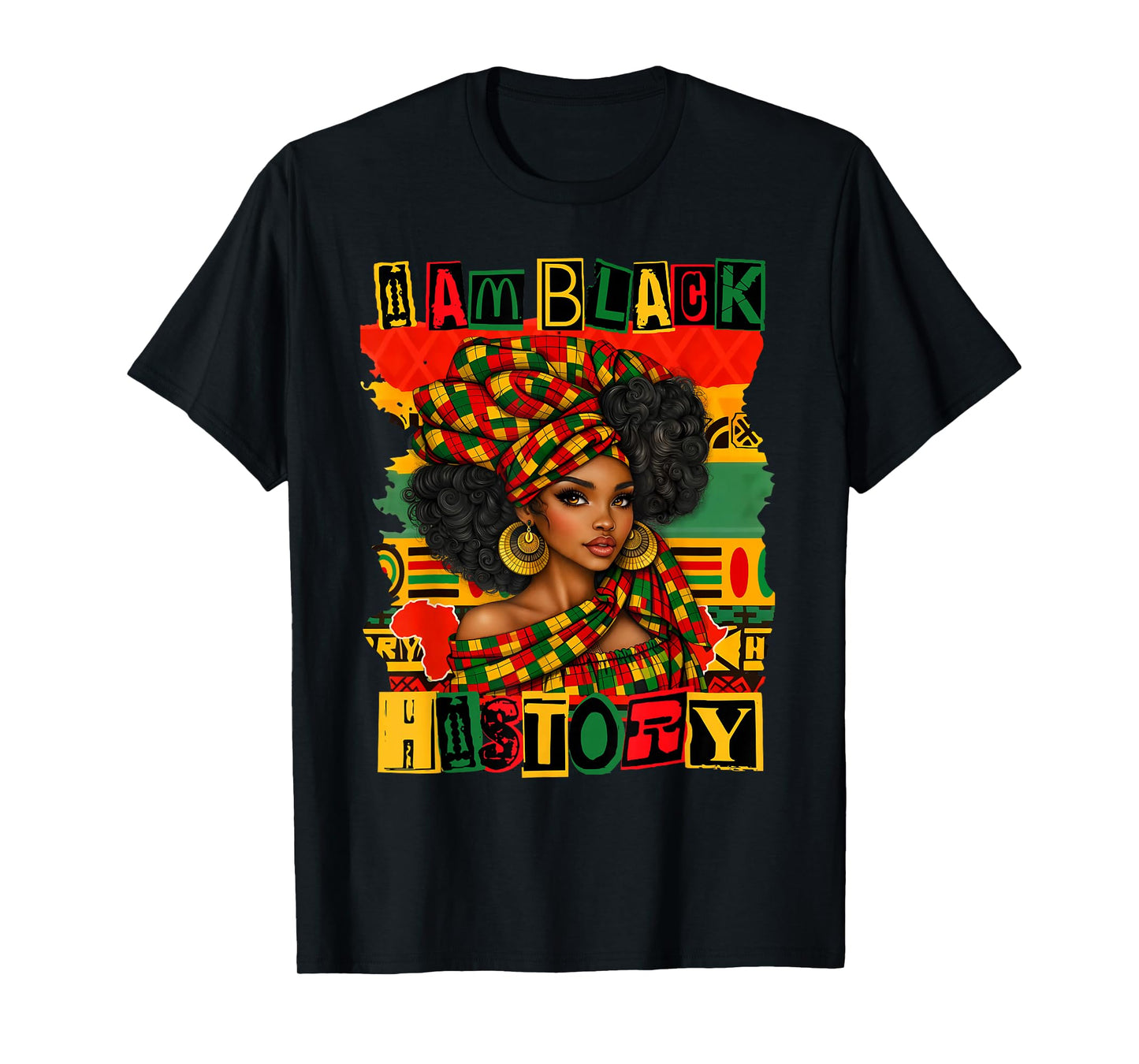 Black Woman African Melanin Queen I Am Black History Africa T-Shirt