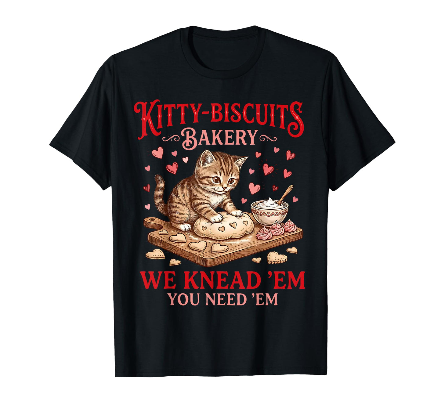Valentines Cat Kitty Biscuits Bakery Kitten Baking Cookies T-Shirt