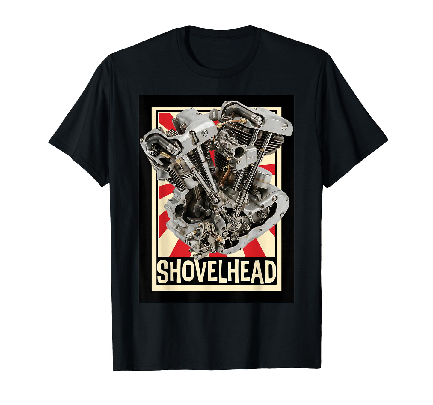 Vintage Shovelhead Motorcycle Engine Cutaway Diagram Retro T-Shirt