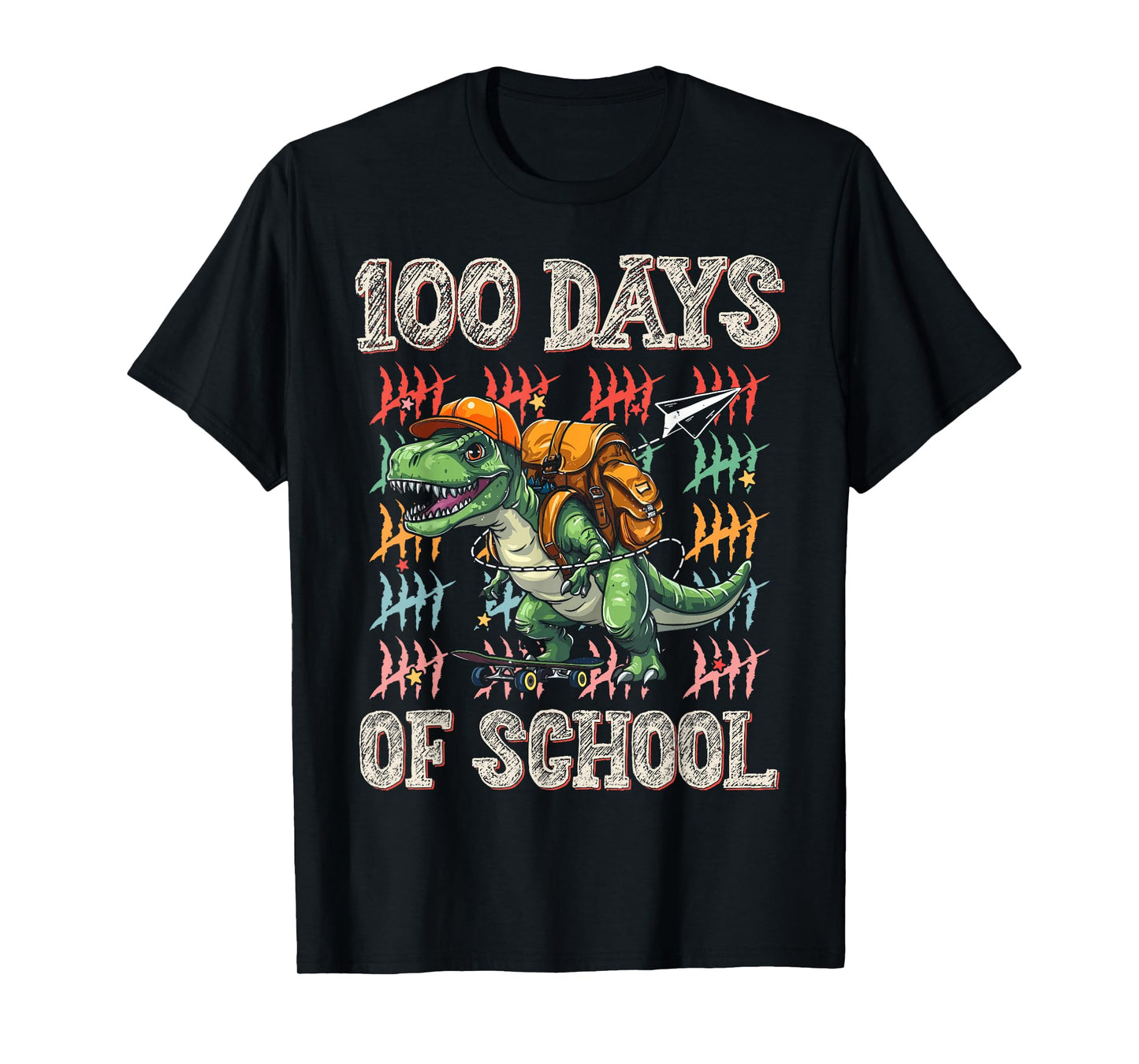 100 Days of School 100th Day Dinosaur T-rex Men Boys Kids T-Shirt