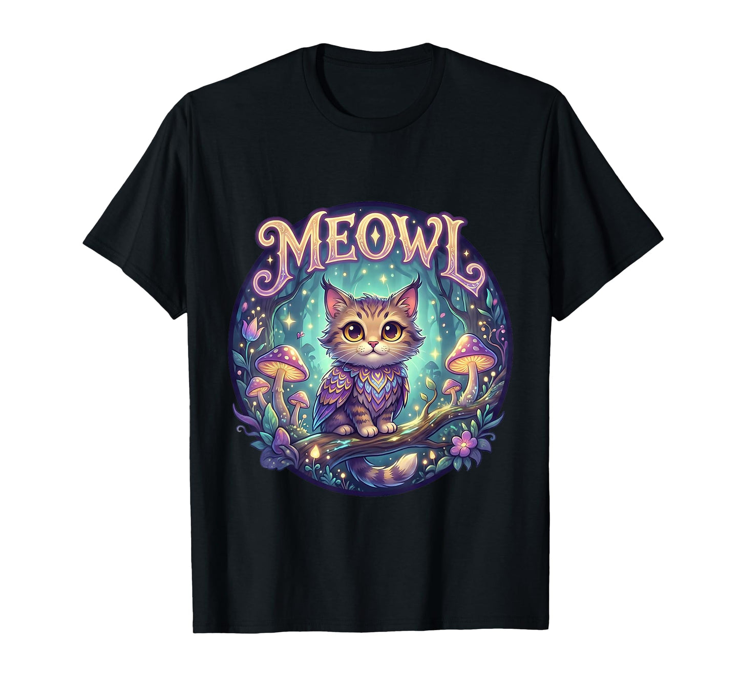 Meowl Cat Owl Meme Brainrot Kids Cursed Silly Gen Alpha Cute T-Shirt