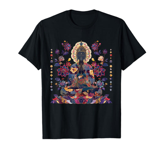 Buddha Vintage Flowers Zen Buddhism Spiritual Art Buddhist T-Shirt