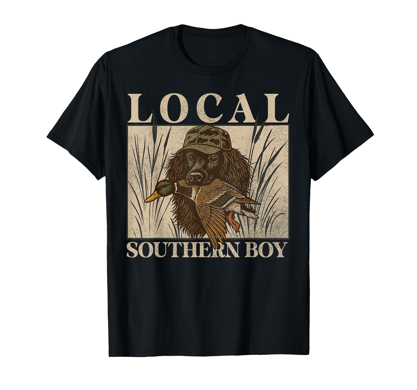 Local Southern Boy Duck Hunting Black Lab Outdoor Vintage T-Shirt