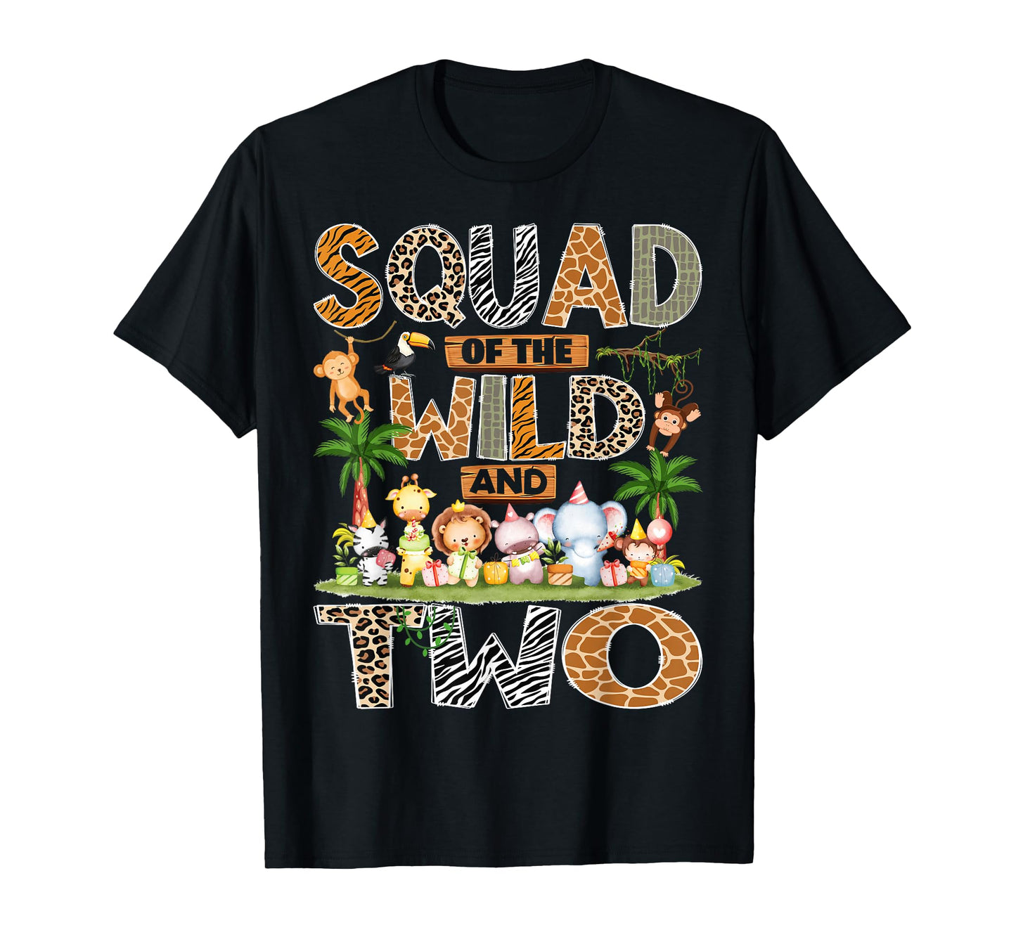 Squad of The Wild & Two 2nd Birthday Boy Safari Jungle T-Shirt