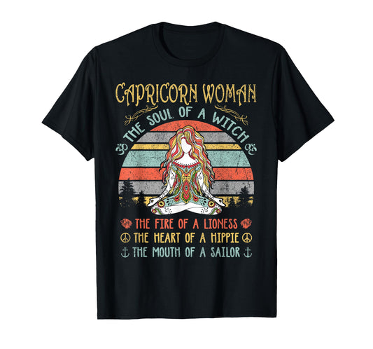 Capricorn Woman The Soul Of A Witch Vintage Birthday T-Shirt