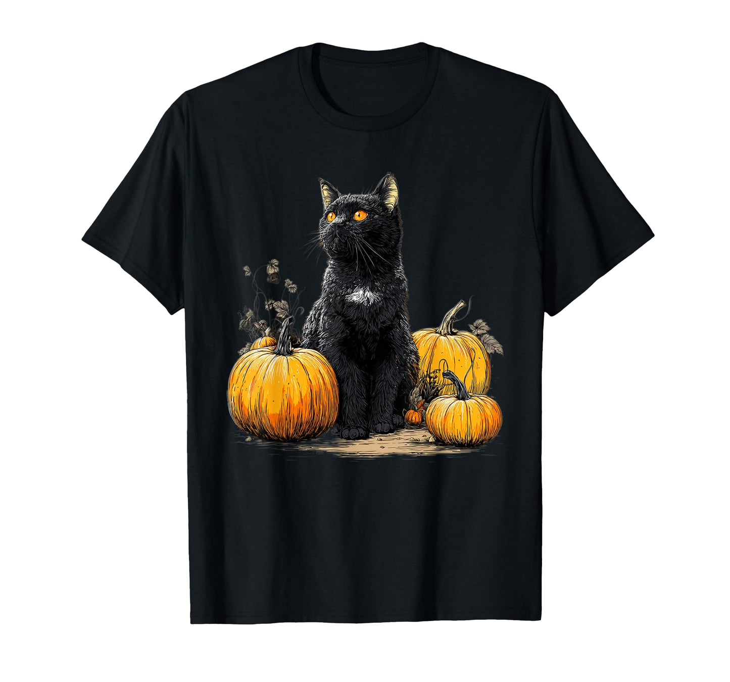 Black Cat Funny Halloween Pumpkin Cat Lover Cat Mom Dad T-Shirt