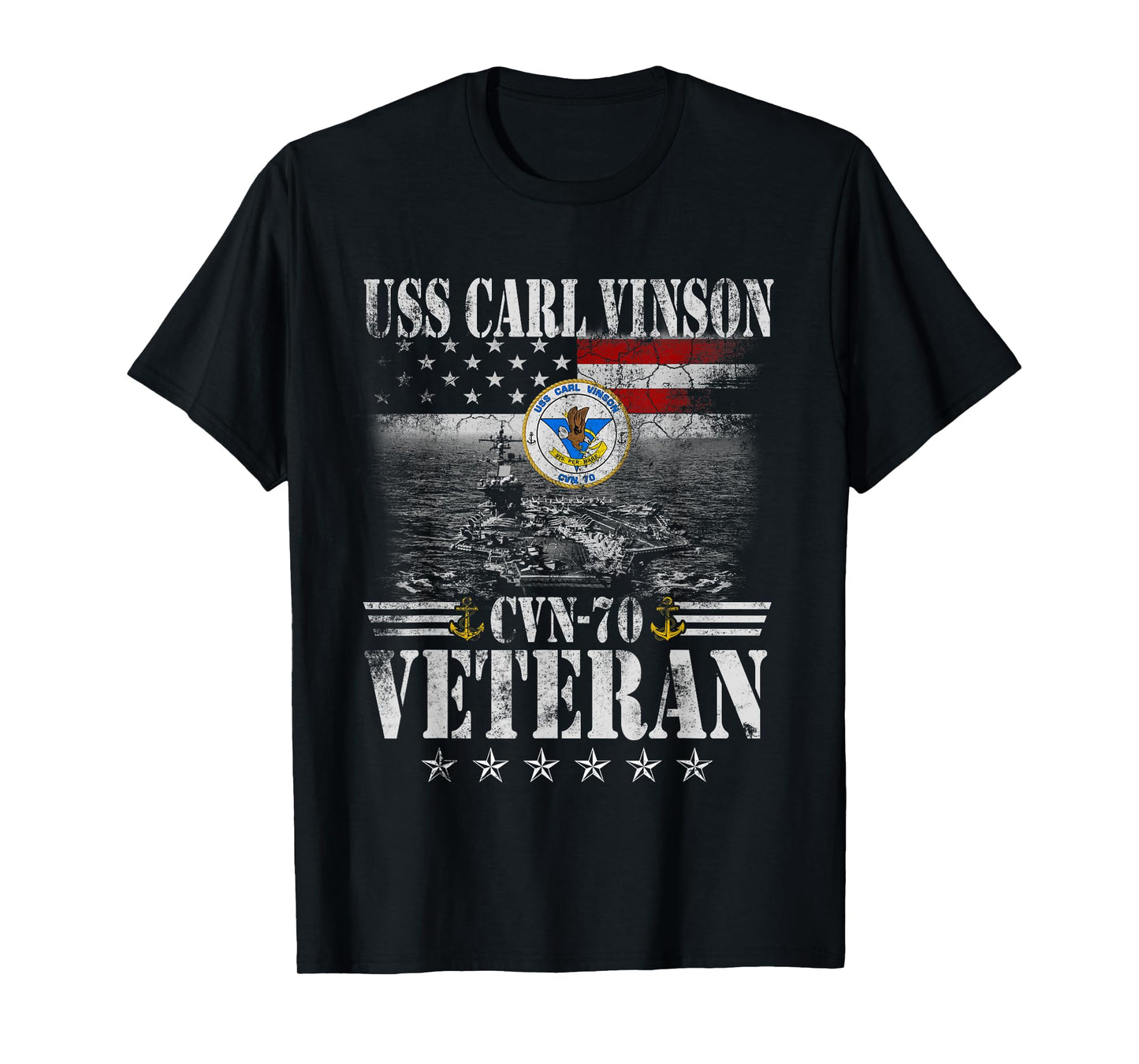 USS Carl Vinson CVN-70 Aircraft Carrier USA Flag Veteran Men T-Shirt