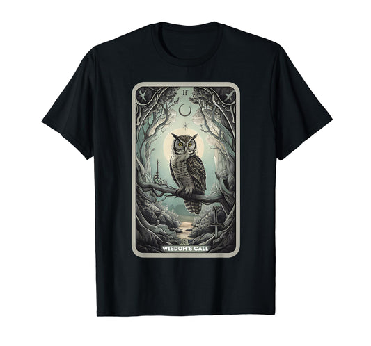 Tarot Card "Wisdom Call" Owls Lover Mystical Owl Tarot Card T-Shirt