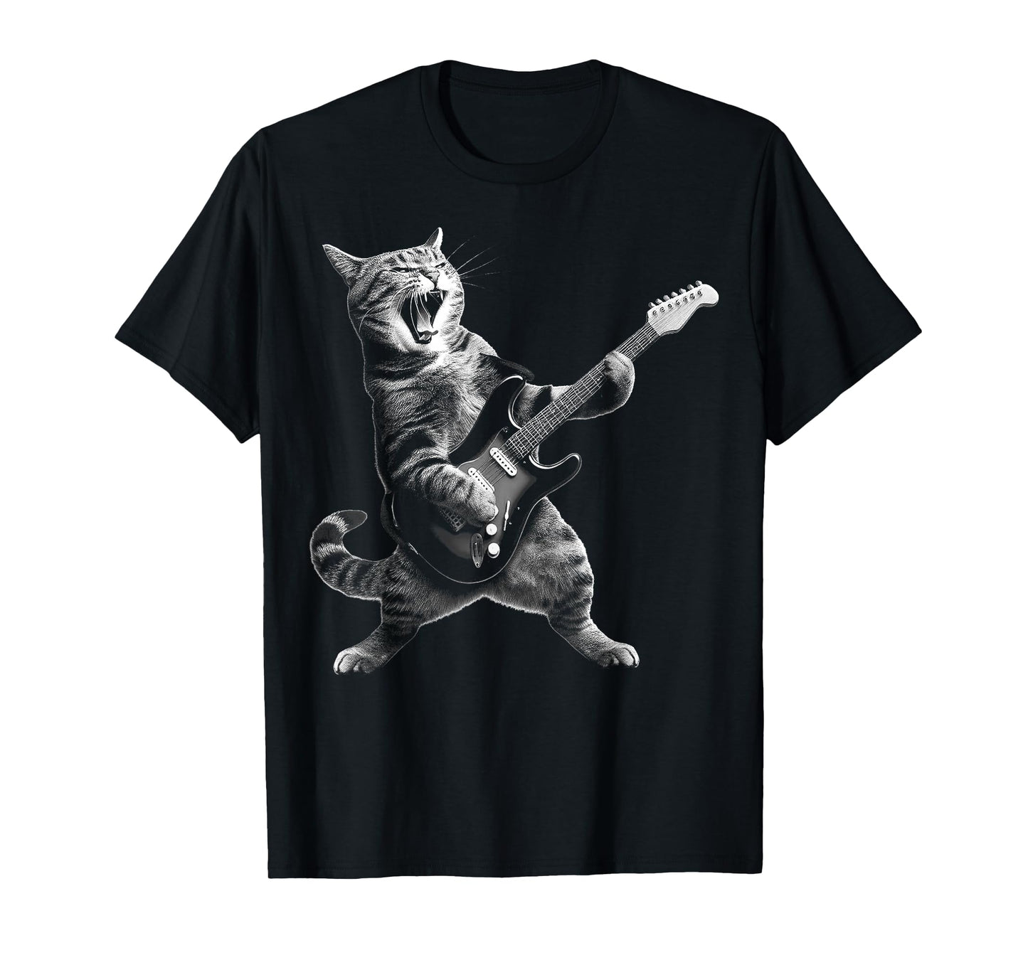 Cat Playing Guitar Rock and Roll Rock Star For Men Women Kid T-Shirt