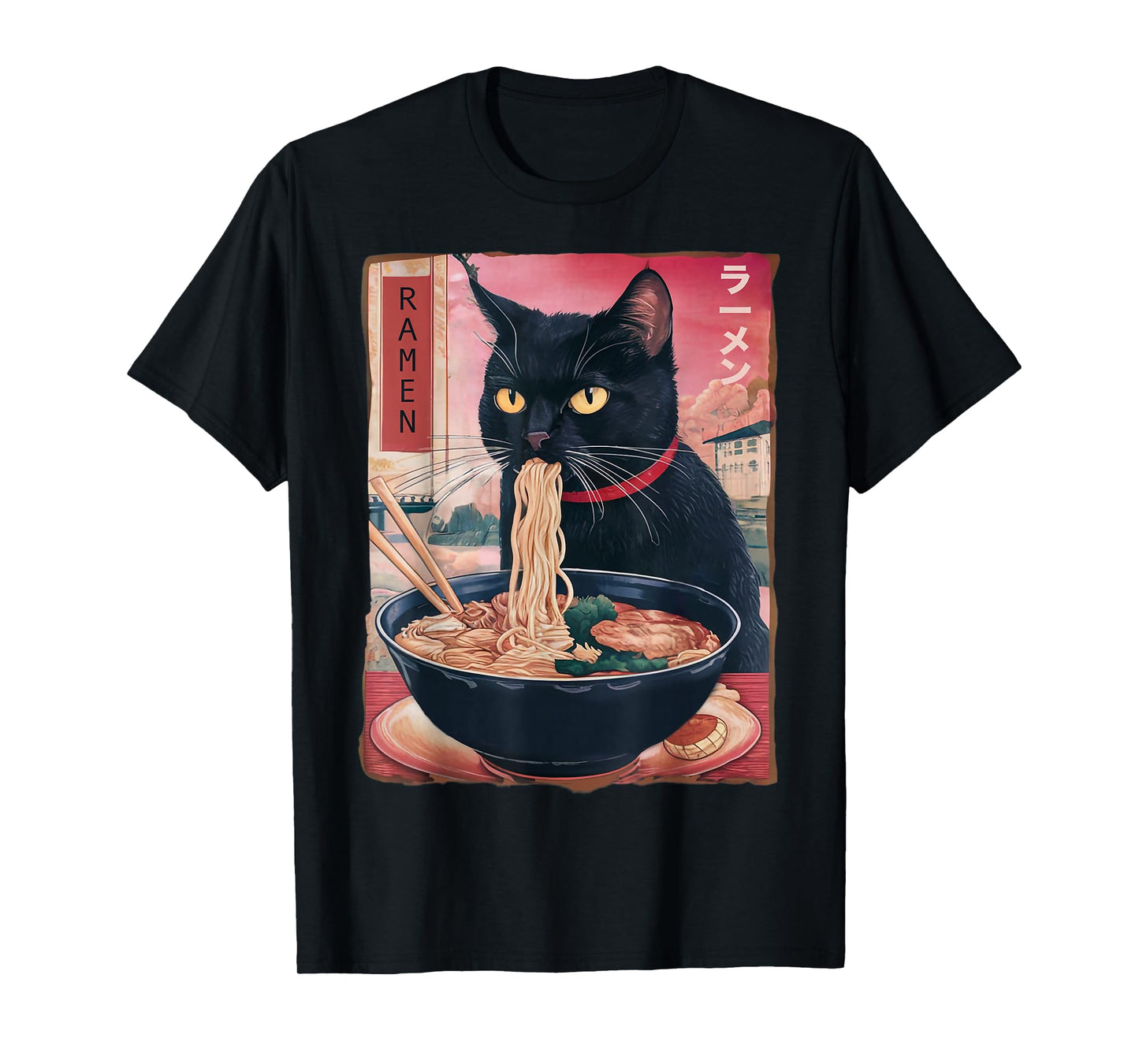 Cat Ramen Noodle Japanese Anime Kawaii Gifts Men Women Kids T-Shirt