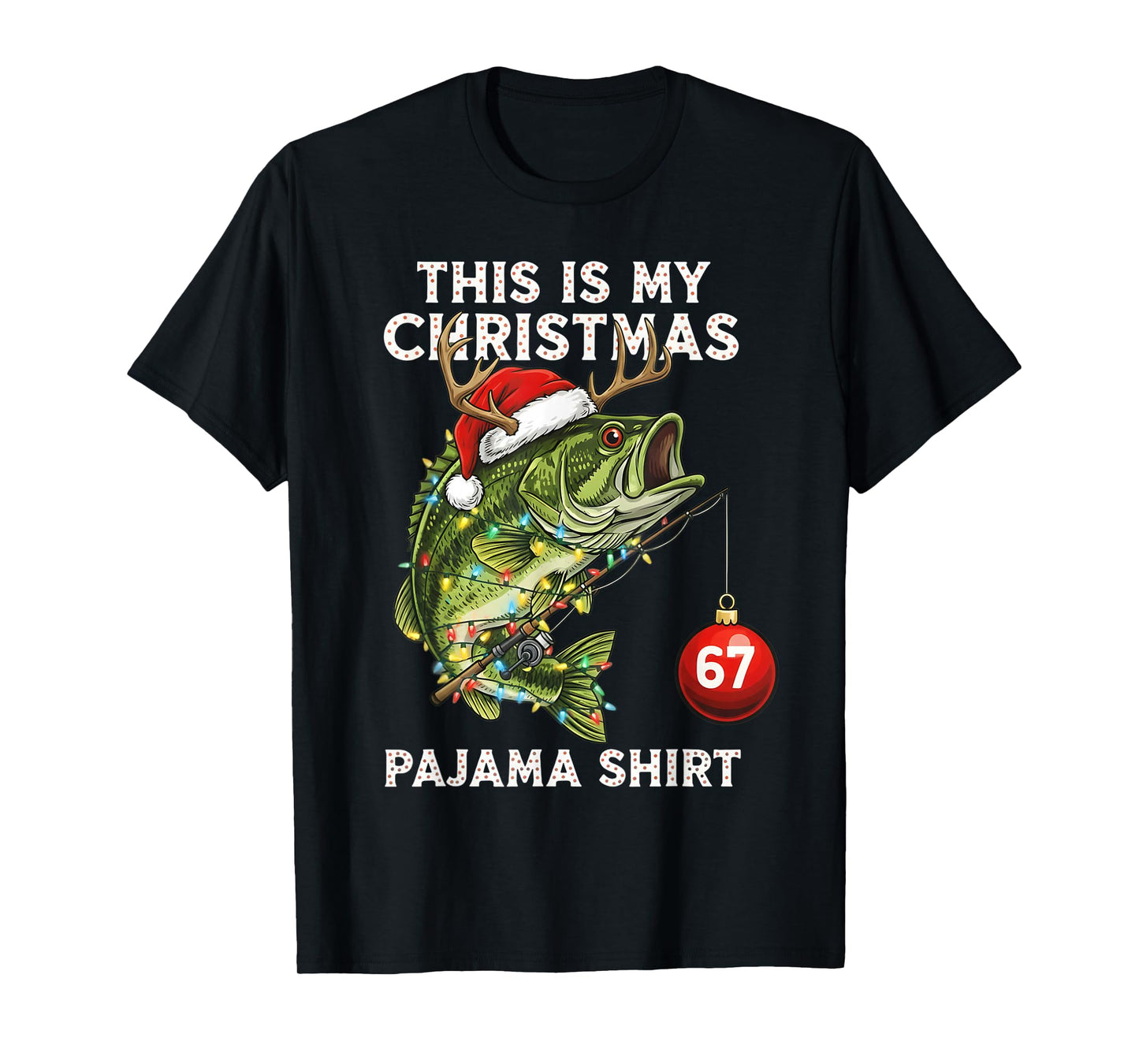 This is My Christmas Pajama Bass Fish Santa Hat Toddler Boys T-Shirt