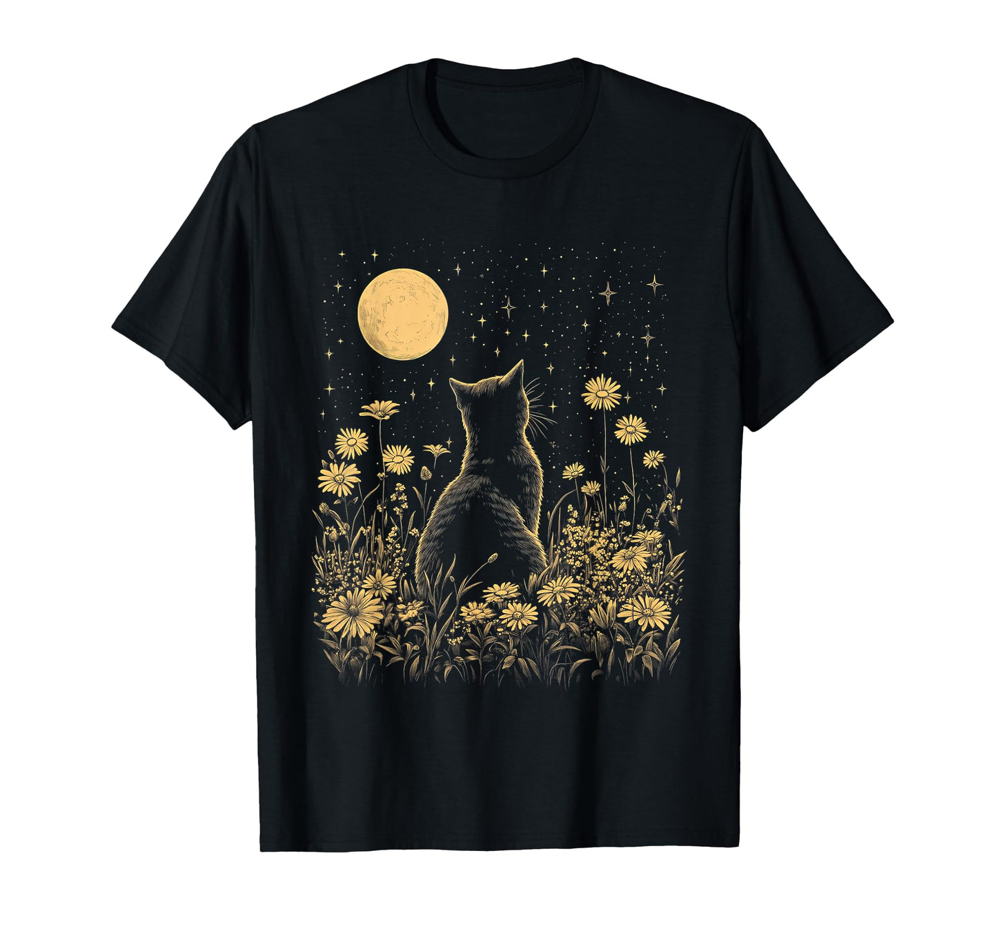 cat moon moonphases cats in nature kittens simple T-Shirt