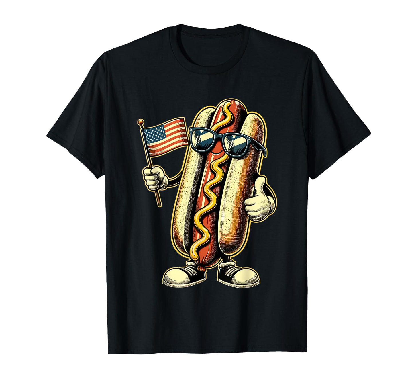 Hotdog Sunglasses American Flag USA Funny 4th of July T-Shirt