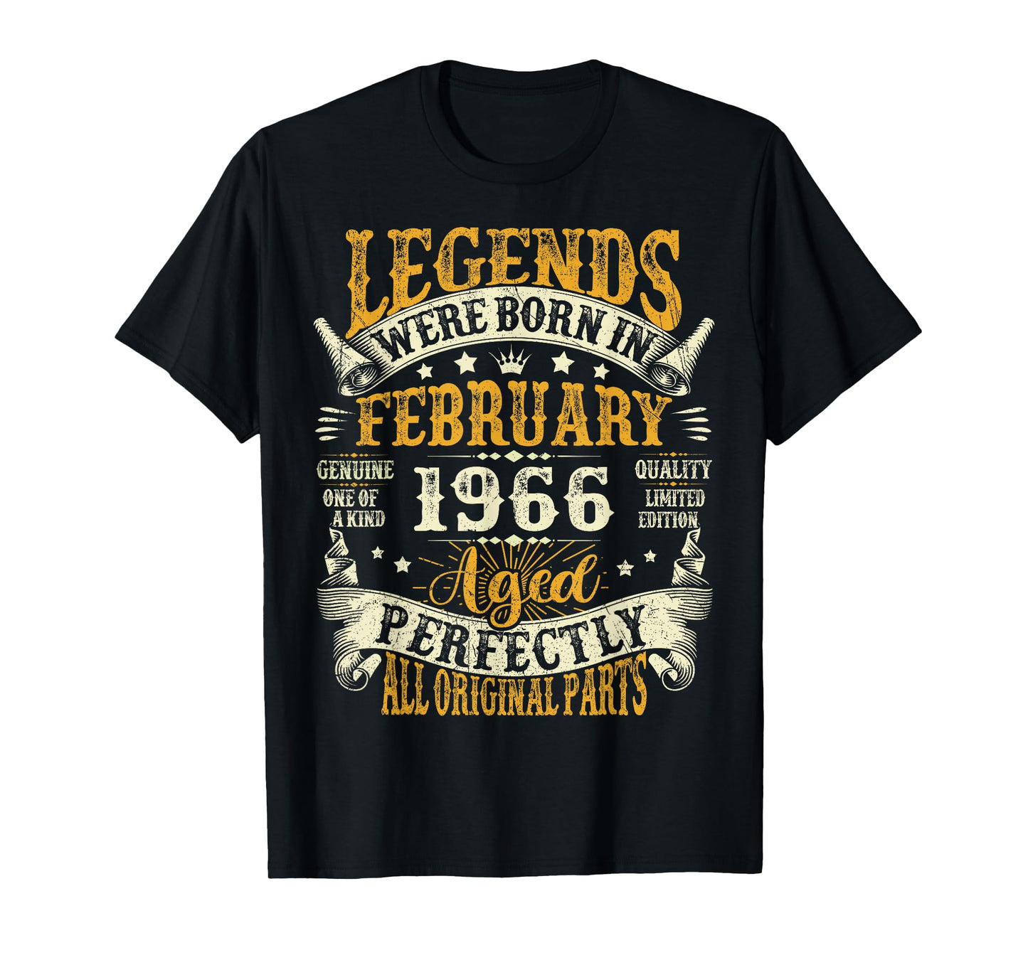 Legends were Born in February 1966 Vintage 60th Birthday Men T-Shirt