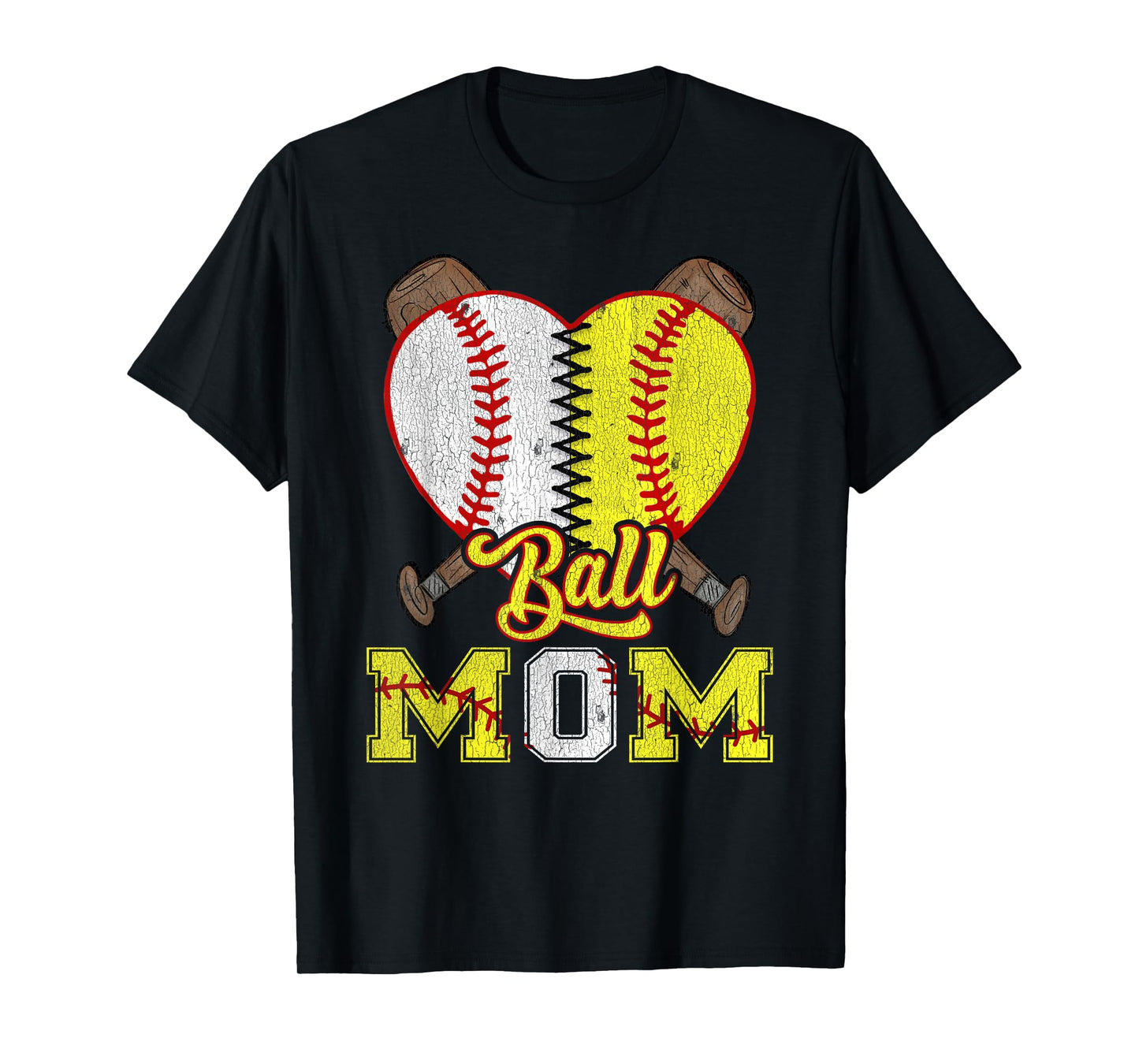 Mom Of Both Ball Mom Half Softball Half Baseball T-Shirt