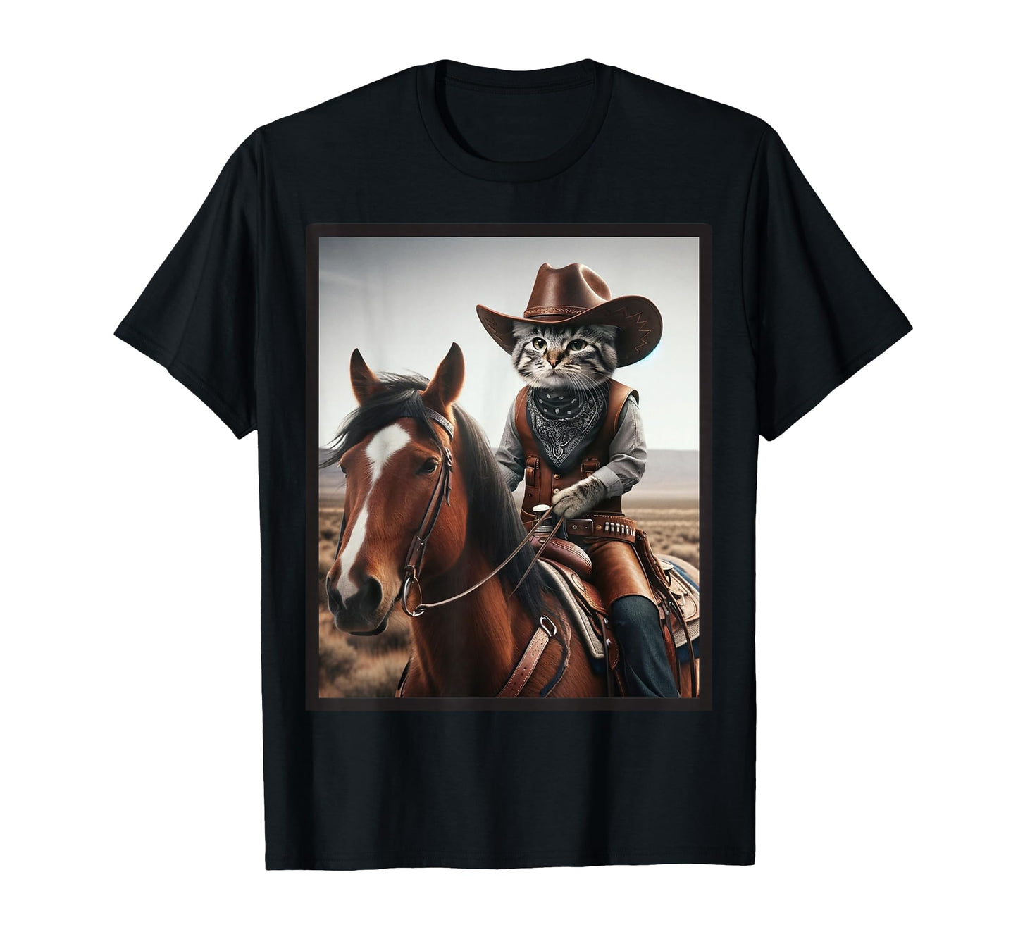 Cat Cowboy Funny Cats Kitten Riding Horse Cowboy Hat T-Shirt