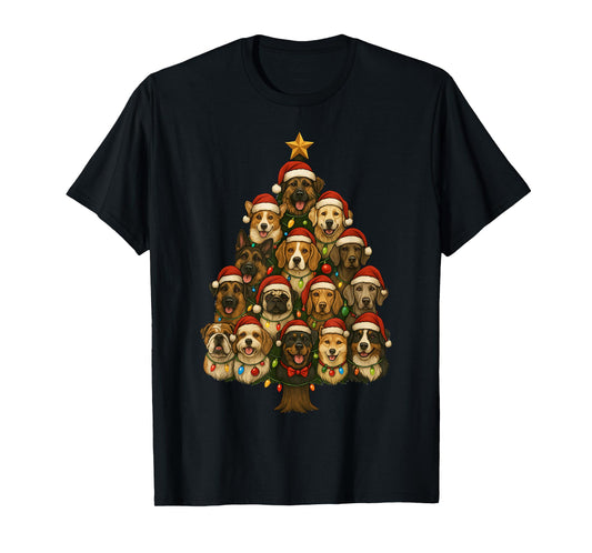 Christmas Dog Tree Design for Pet Lovers Kids Love Dogs Pet T-Shirt