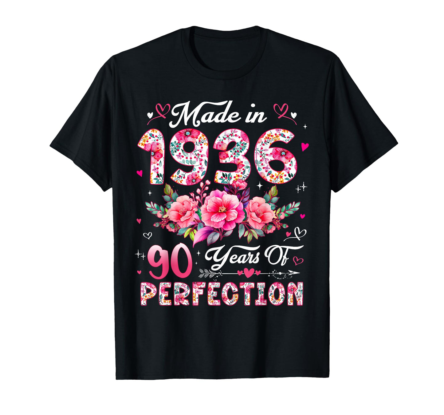 90 Year Old Made in 1936 Floral 90th Birthday Women T-Shirt