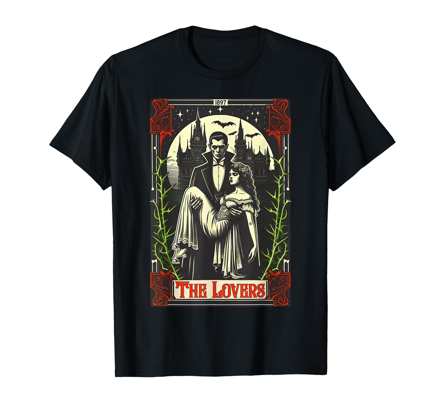 Vampire Monster Dracula and Bride The Lovers Tarot Card Tees T-Shirt