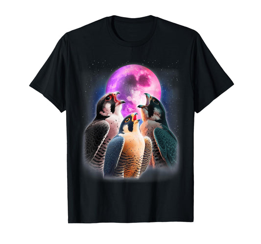 3 Peregrine Falcon Howling At The Moon Funny Hawk Bird Lover T-Shirt
