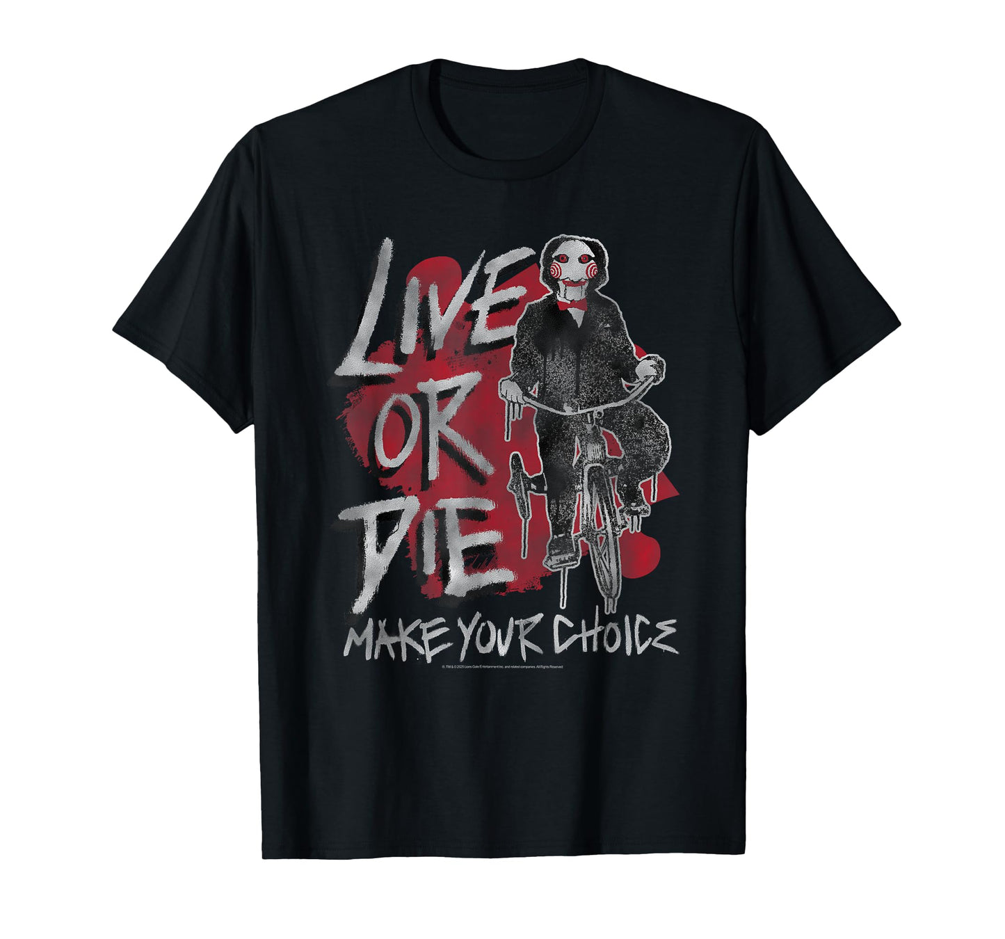 Saw Live or Die Jigsaw on Tricycle Horror Movie T-Shirt