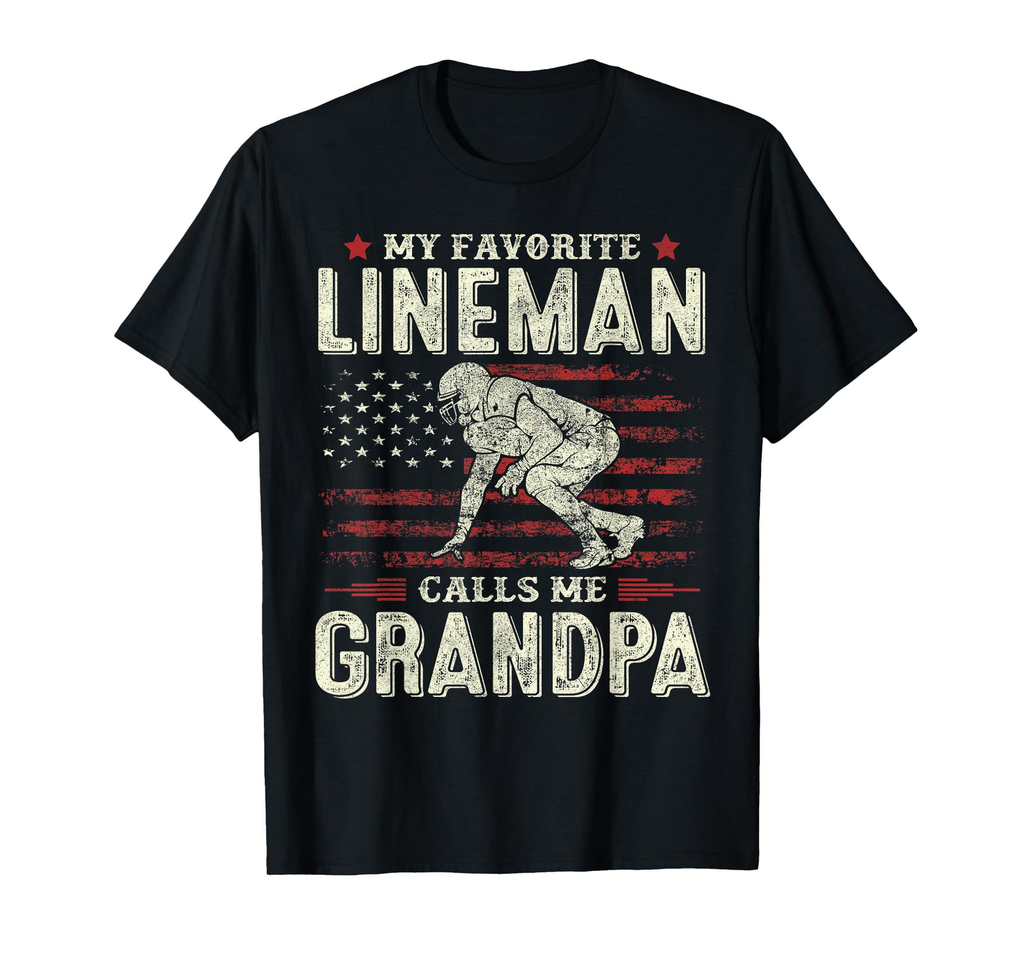 Father's Day Favorite Lineman Calls Me Grandpa Flag Football T-Shirt