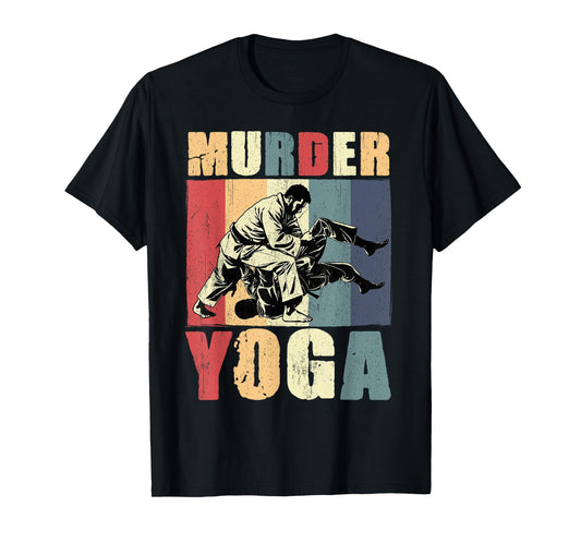 Retro Brazilian Jiu Jitsu Murder Yoga Funny BJJ Martial Arts T-Shirt