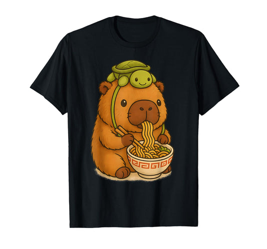 Capybara Anime Ramen Turtle Funny Graphic Kawaii Capibara T-Shirt